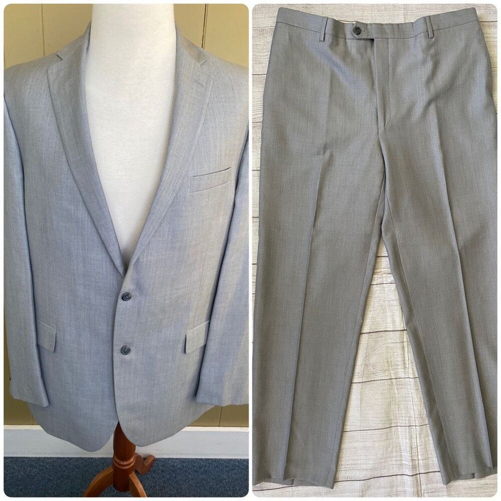 Jos A Banks men 100% wool 2 piece suit 46XL jacket 40XL pants grey